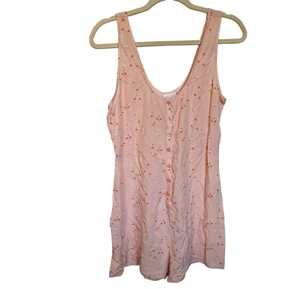 Abound Romper Womens M Pink Floral‎ Sleeveless Button Front Casual - Picture 1 of 8